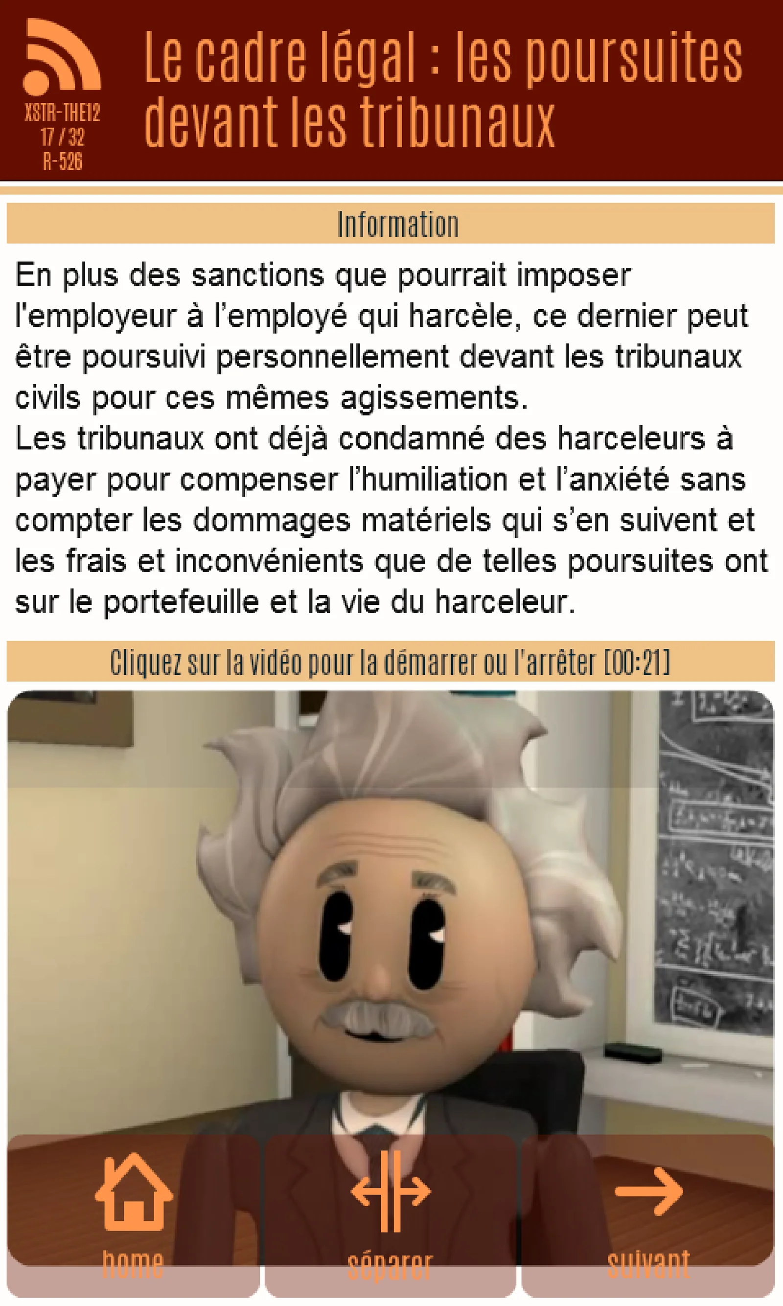 Écran d’application — Harcèlement, capture 3