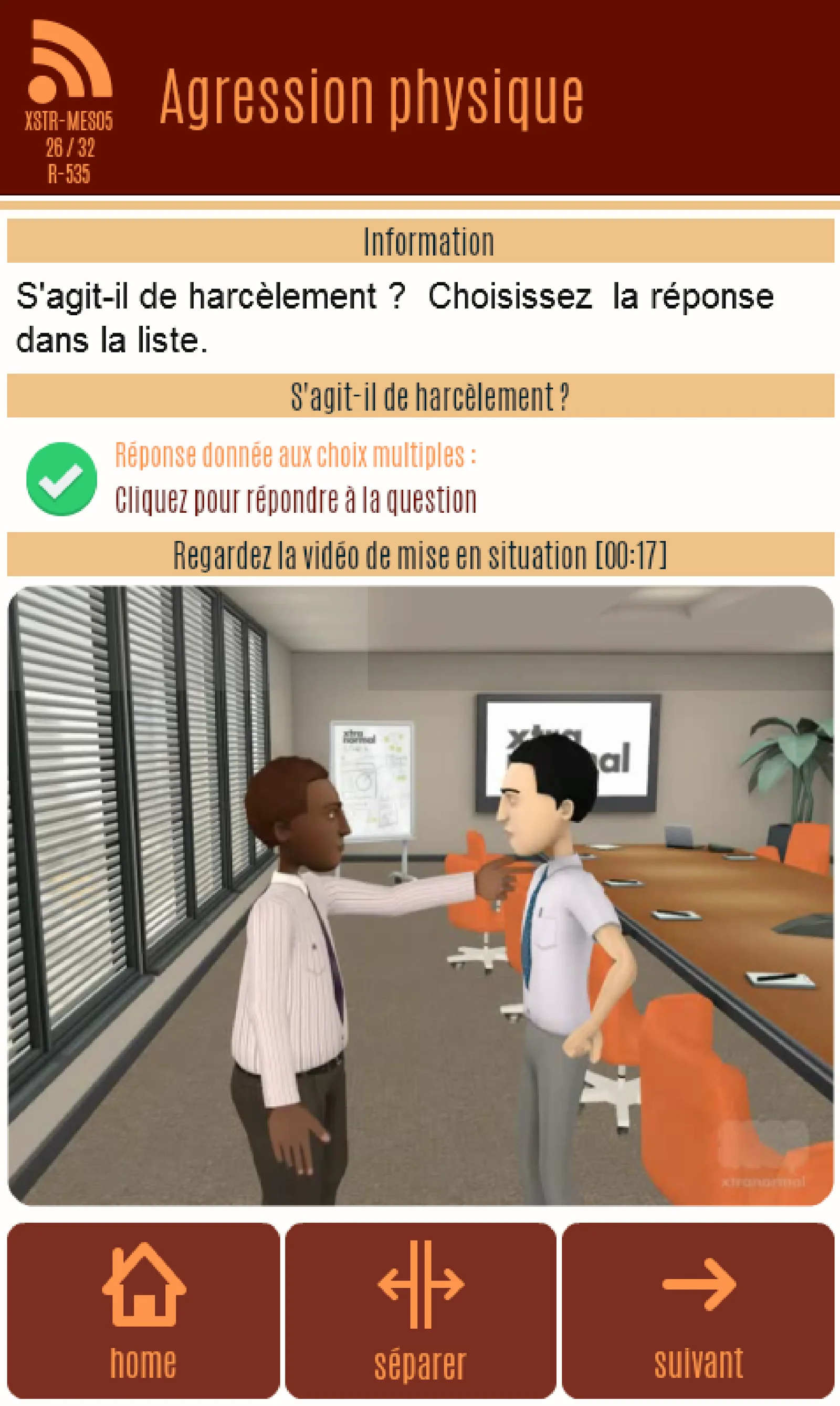 Écran d’application — Harcèlement, capture 4